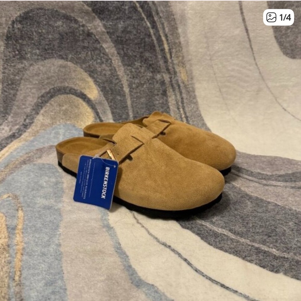 Birkenstock Boston Clog Suede Sandal Latte Cream Women’s Size 7 , 8 And 9